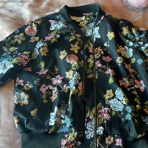 Pink rose floral bomber jacket